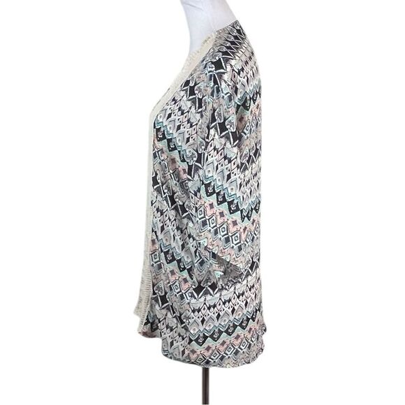 Xhilaration Geometric Patterned Boho Open Front Cardigan, Size XS - Picture 3 of 7